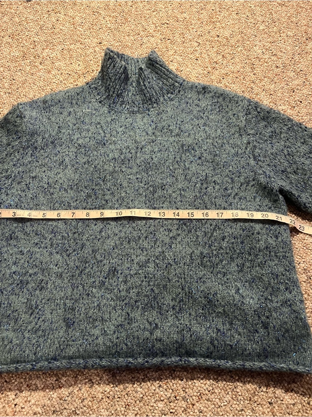 Anthropologie Moth Blue Sparkle Knit Tinsel Mock Neck Sweater - Picture 8 of 10